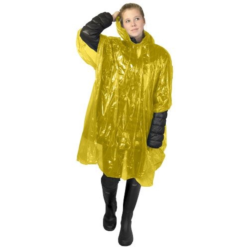 PF109417-2Mayan Regenponcho mit Aufbewahrungstasche aus recyceltem Kunststoff_ gelb