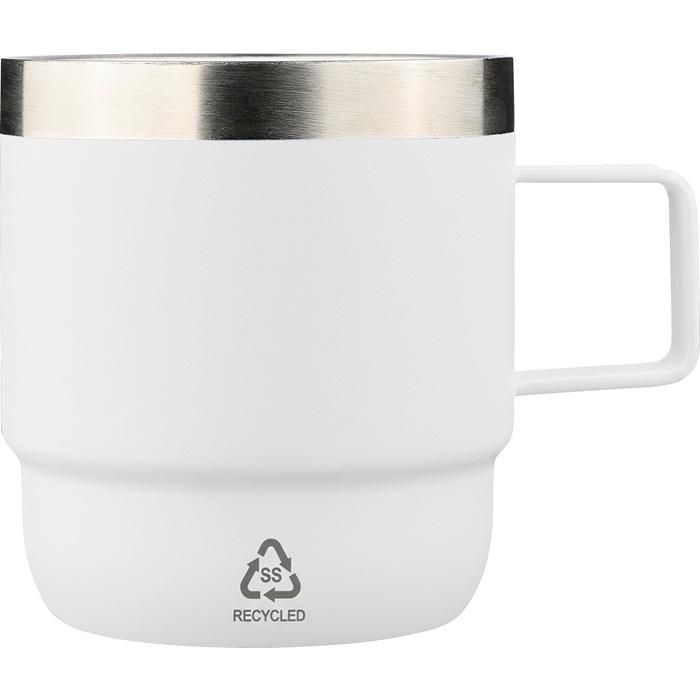 GI1353904-02Recycelter Edelstahl-Becher mit doppelter Wand _180 ml_ Lilia_ weiss