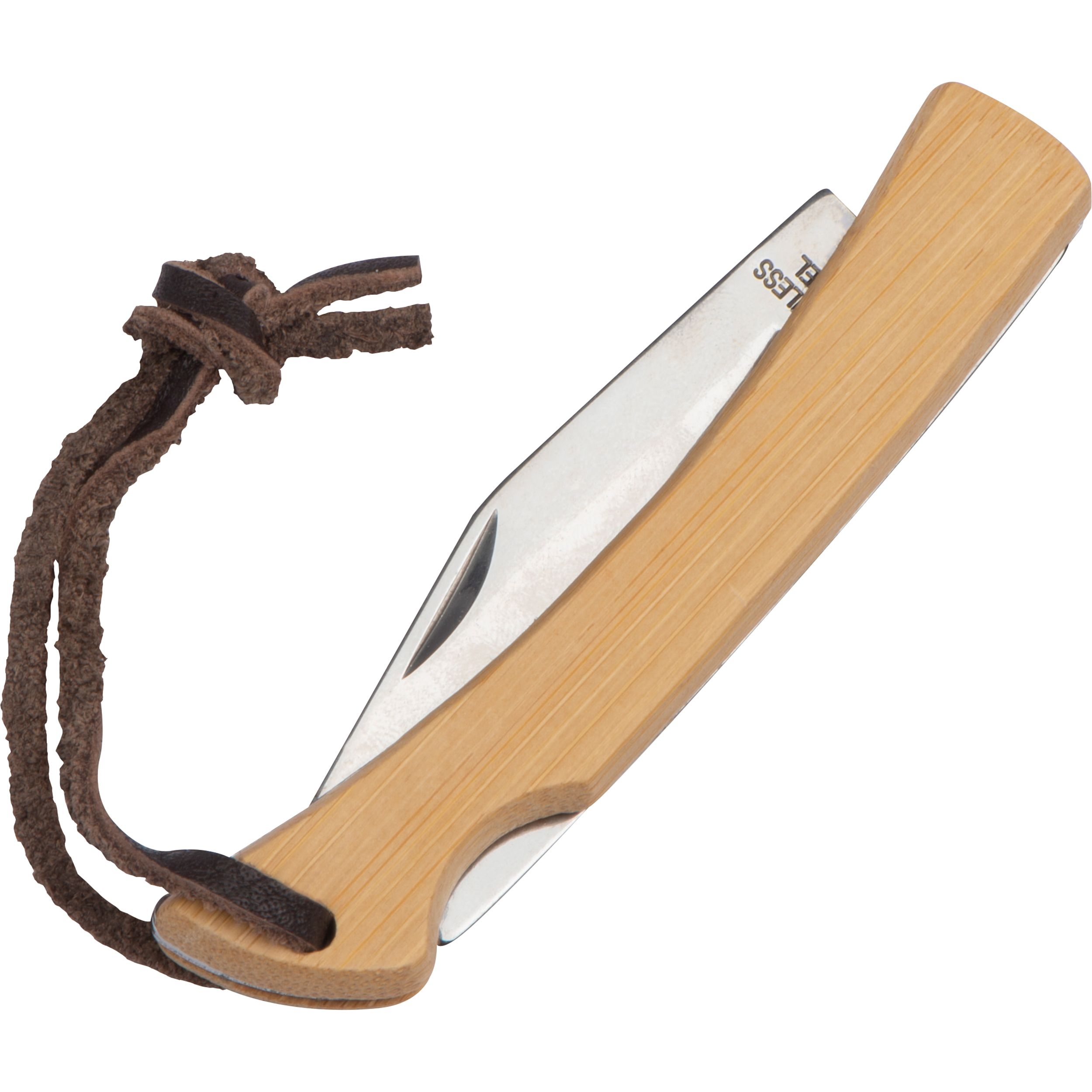 MA82692-13Taschenmesser mit Bambusschalen und Aufhaengeschlaufe_ beige
