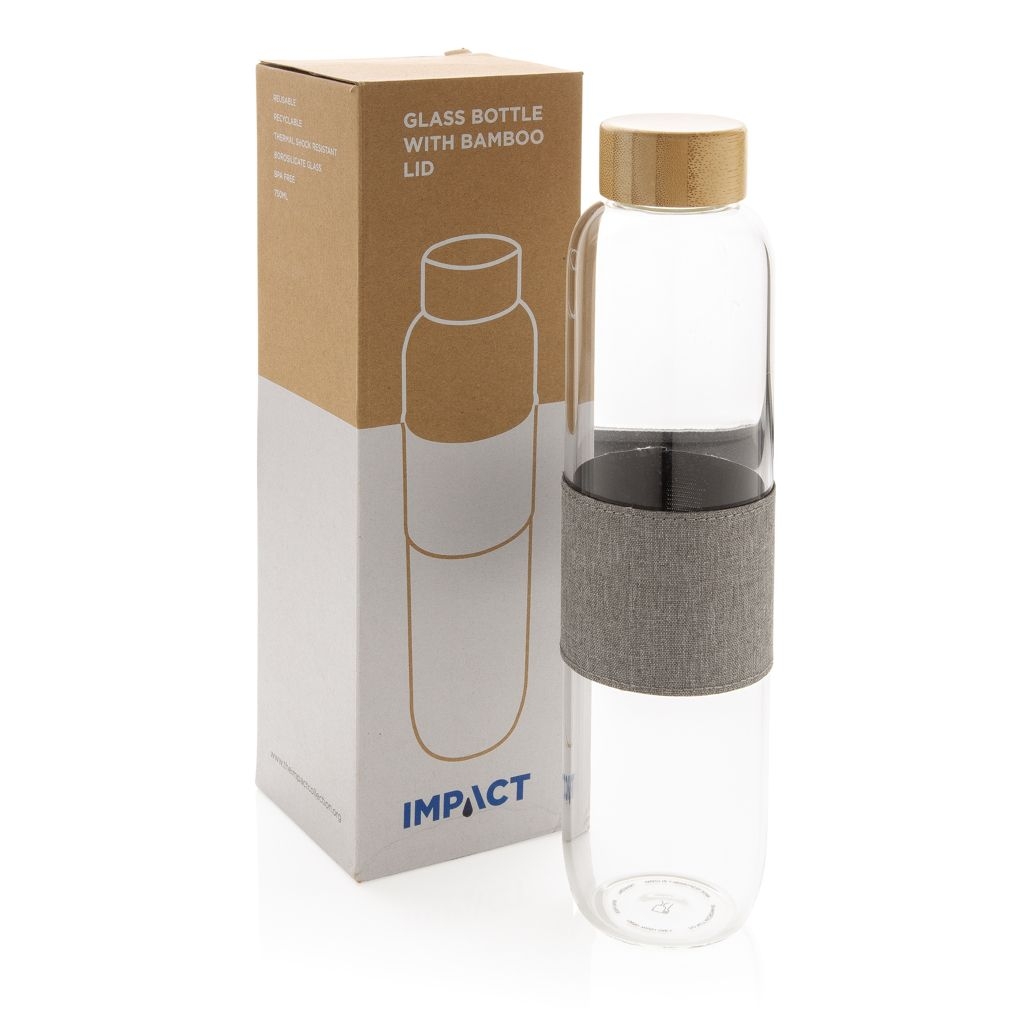 XDP436.77-0Impact Borosilikat-Glasflasche mit Bambusdeckel_ transparent