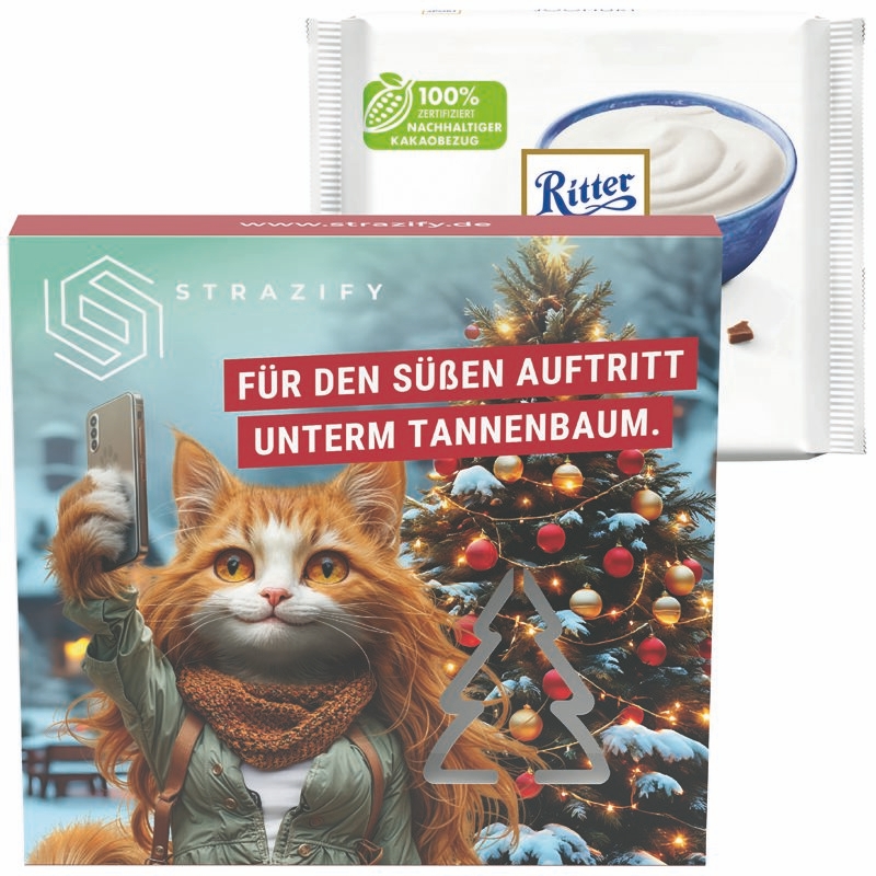JG20157-4Praesentbox Premium Tannenbaum Ritter SPORT_ Ritter Sport 100g_ Joghurt_ Tannenbaum