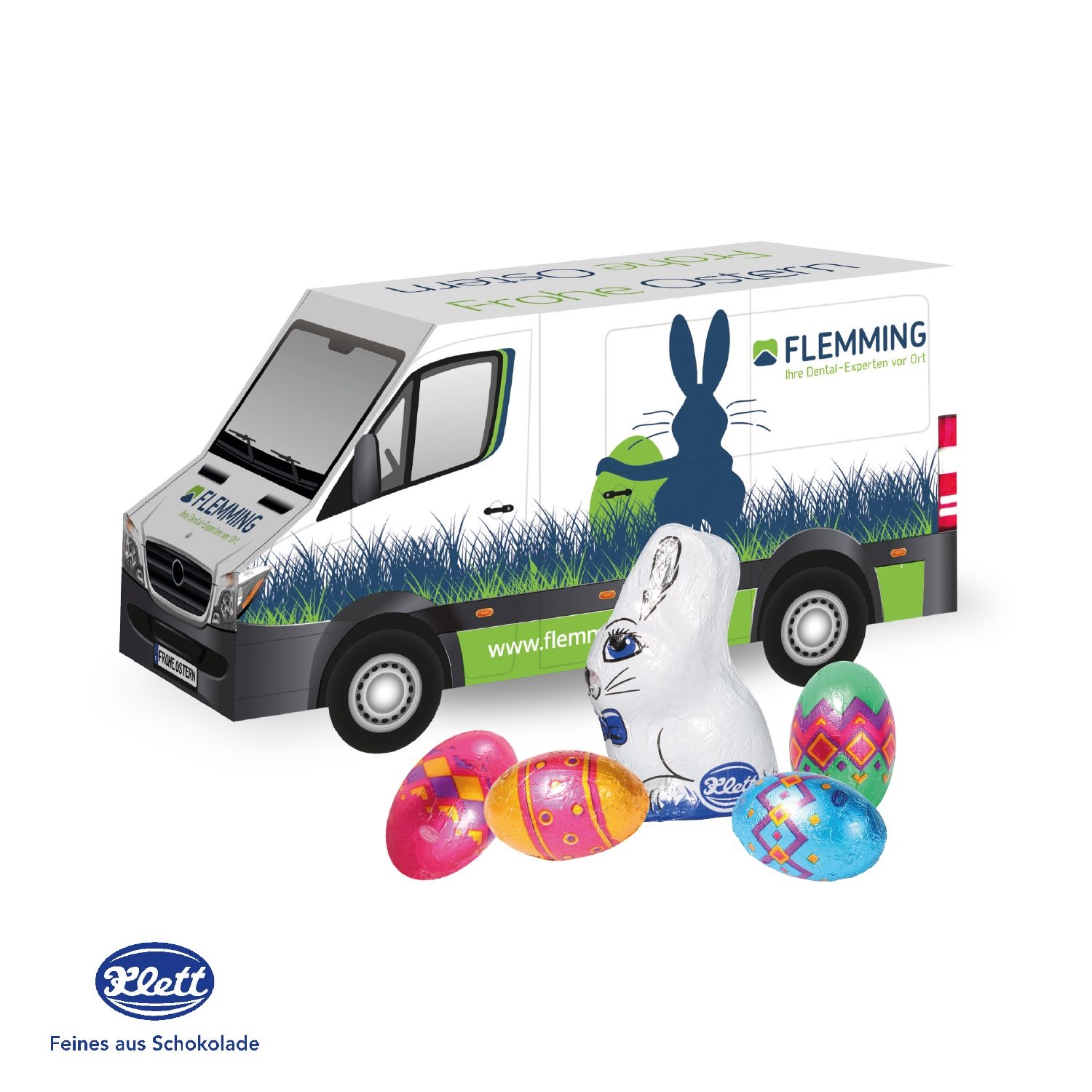 CD94715-013D Praesent Transporter Ostern mit Klett Schokoladenmischung_ Schokoladenmischung