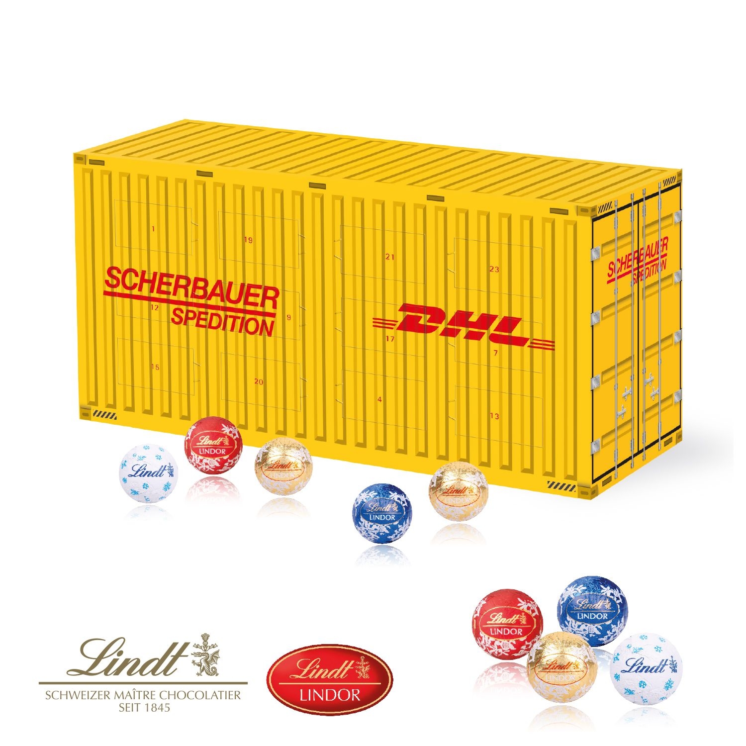 CD95375-013D Adventskalender Container mit Lindt Schokolade_ Motiv-Vorlage