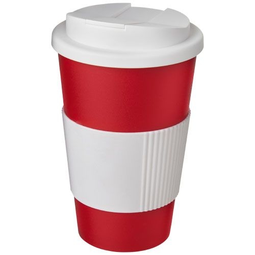 PF210696-14Americano® 350 ml Isolierbecher mit Schutzring _ auslaufsicherem Schraubverschluss_ rot_weiss