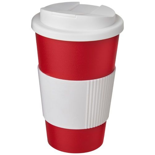 Americano® 350 ml Isolierbecher mit Schutzring & auslaufsicherem Schraubverschluss, rot,weiß