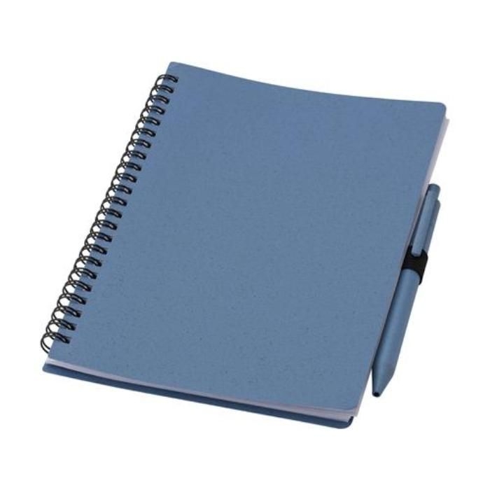 GI480875-05Notizbuch und Kugelschreiber aus Weizenstroh Massimo_ blau