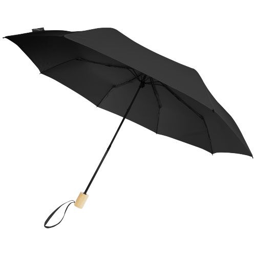 Birgit 21'' faltbarer winddichter Regenschirm aus recyceltem PET, schwarz