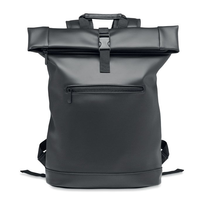 MO2230-03Bai Roll 15_ Rolltop-Rucksack PU_ schwarz