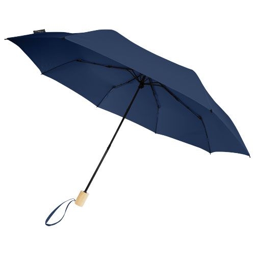PF109145-2Birgit 21'' faltbarer winddichter Regenschirm aus recyceltem PET_ navy