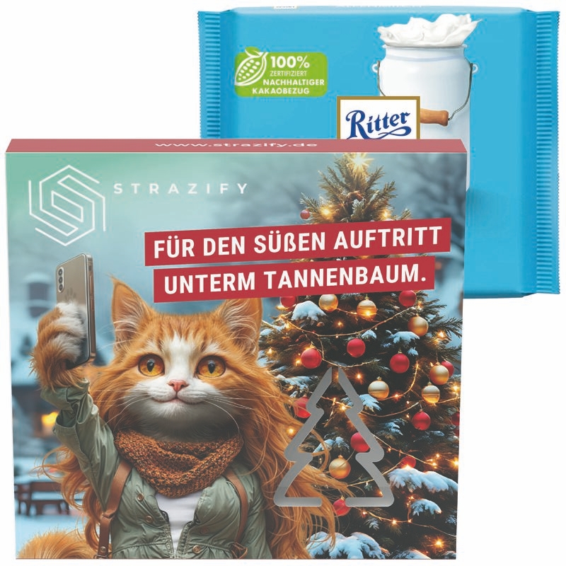 JG20157-1Praesentbox Premium Tannenbaum Ritter SPORT_ Ritter Sport 100g_ Alpenmilch_ Tannenbaum