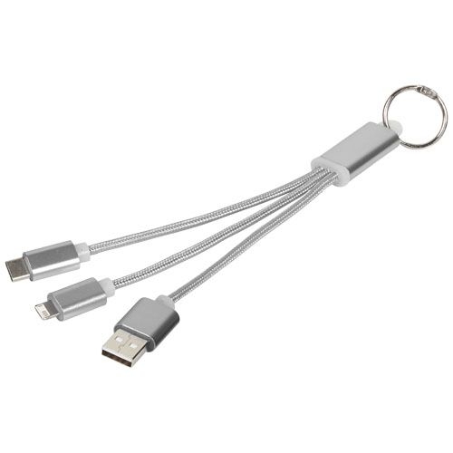 PF134961-2Metal 3-in-1 Ladekabel mit Schluesselanhaenger_ silber