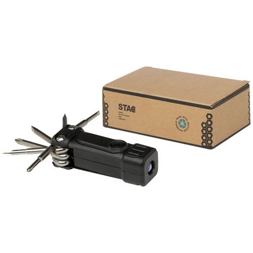 PF104569-2Octo 8-in-1 Schraubenzieher-Set aus recyceltem RCS Kunststoff mit Taschenlampe_ schwarz