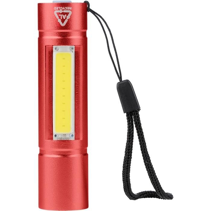 GI1350405-08Taschenlampe aus recyceltem Aluminium COB Sami_ rot