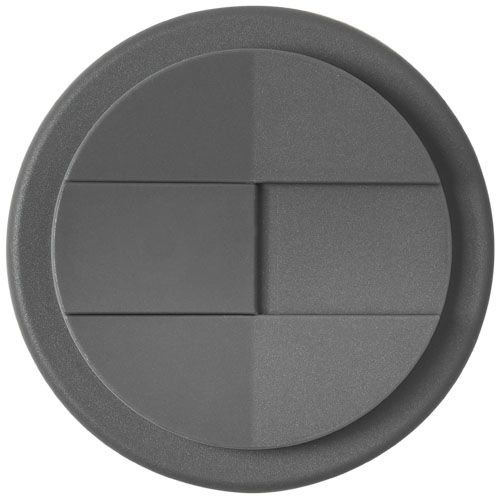 PF210425-34Americano® Eco 350 ml recycelter Becher mit auslaufsicherem Deckel_ grau_schwarz