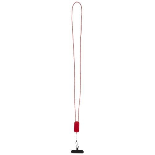 PF124494-2Anser Smartphone Lanyard aus recyceltem Kunststoff mit 27 W 5-in-1 integriertem Kabel_ rot