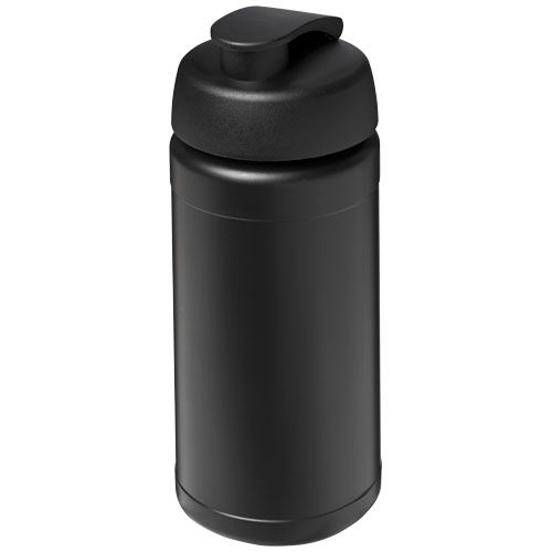 PF210461-6Baseline 500 ml recycelte Sportflasche mit Klappdeckel _ schwarz_schwarz