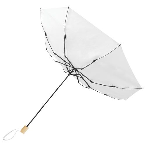 PF109145-1Birgit 21'' faltbarer winddichter Regenschirm aus recyceltem PET_ weiss