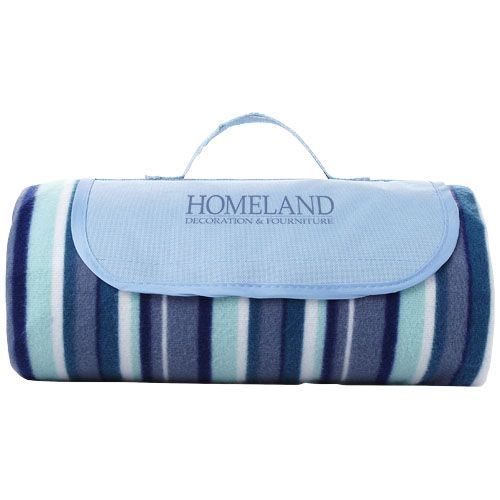 PF100137-1Riviera wasserabweisende Outdoor-Picknickdecke_ weiss_blau