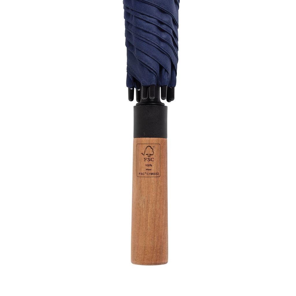 XDP850_72-25Tony Aware™ RPET 30_ Schirm mit auto. Oeffnung _ Akaziengriff_ navy blau