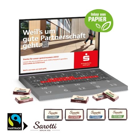 CD55435Adventskalender Laptop mit Sarotti Fairtrade®