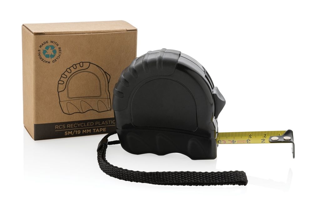 XDP112.11-15m_19mm Massband aus RCS recyceltem Kunststoff_ schwarz