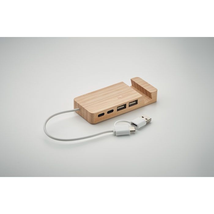 MO2144-40Hubstand 4 Port USB Hub_ holz