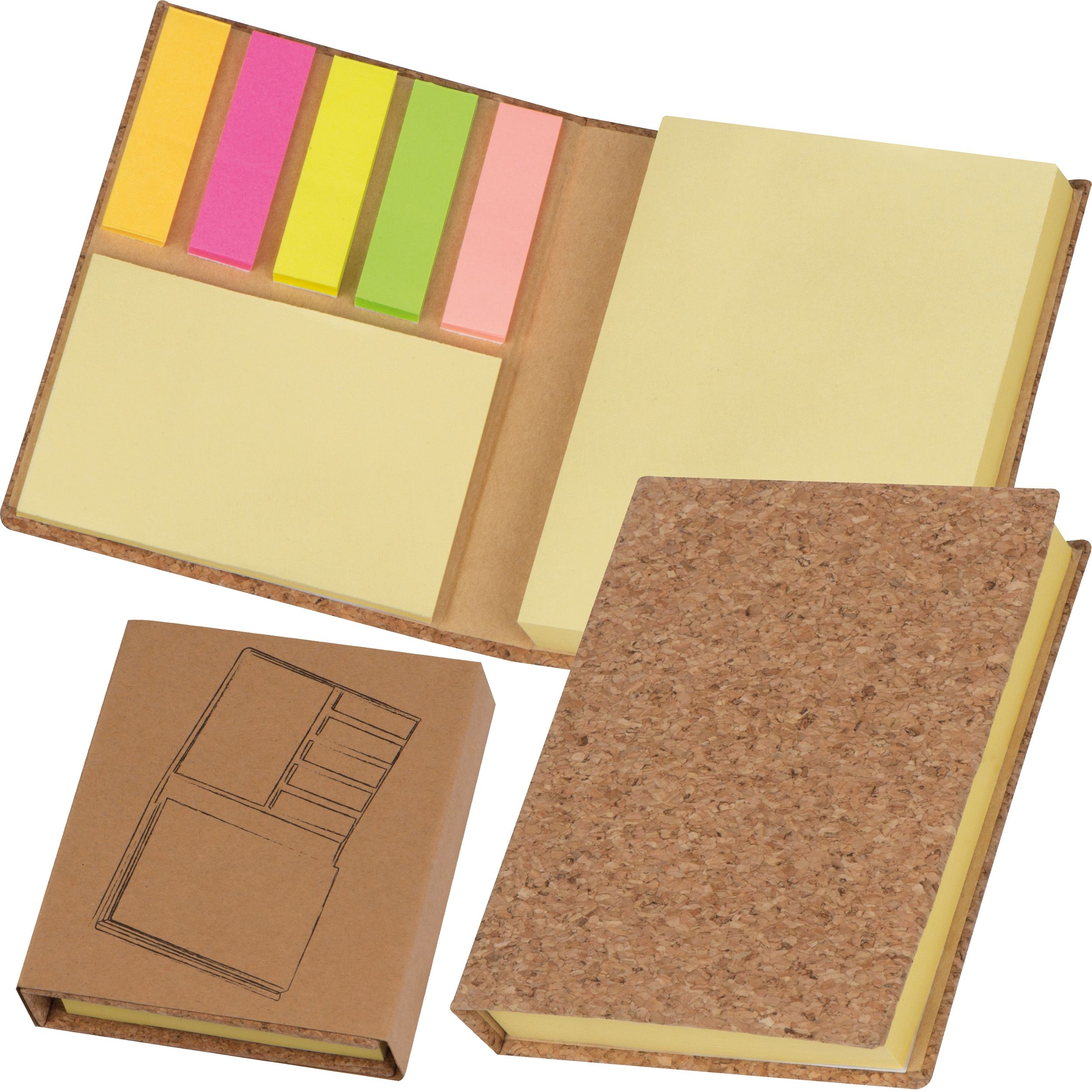 MA21354-13Haftmarker- und Haftnotizbuch mit Korkumschlag_ beige
