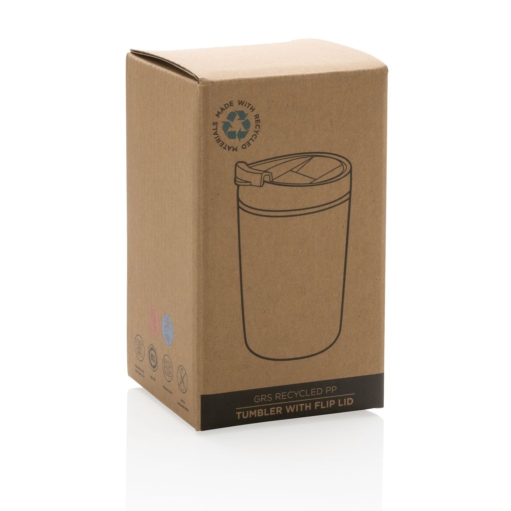 XDP433.08-1GRS recycelter PP-Becher mit Flip-Deckel_ schwarz