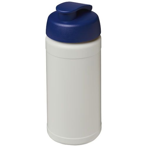 PF210461-2Baseline 500 ml recycelte Sportflasche mit Klappdeckel _ natural_blau