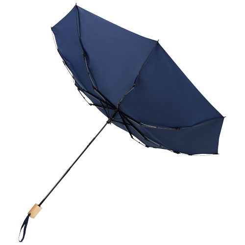 PF109145-2Birgit 21'' faltbarer winddichter Regenschirm aus recyceltem PET_ navy