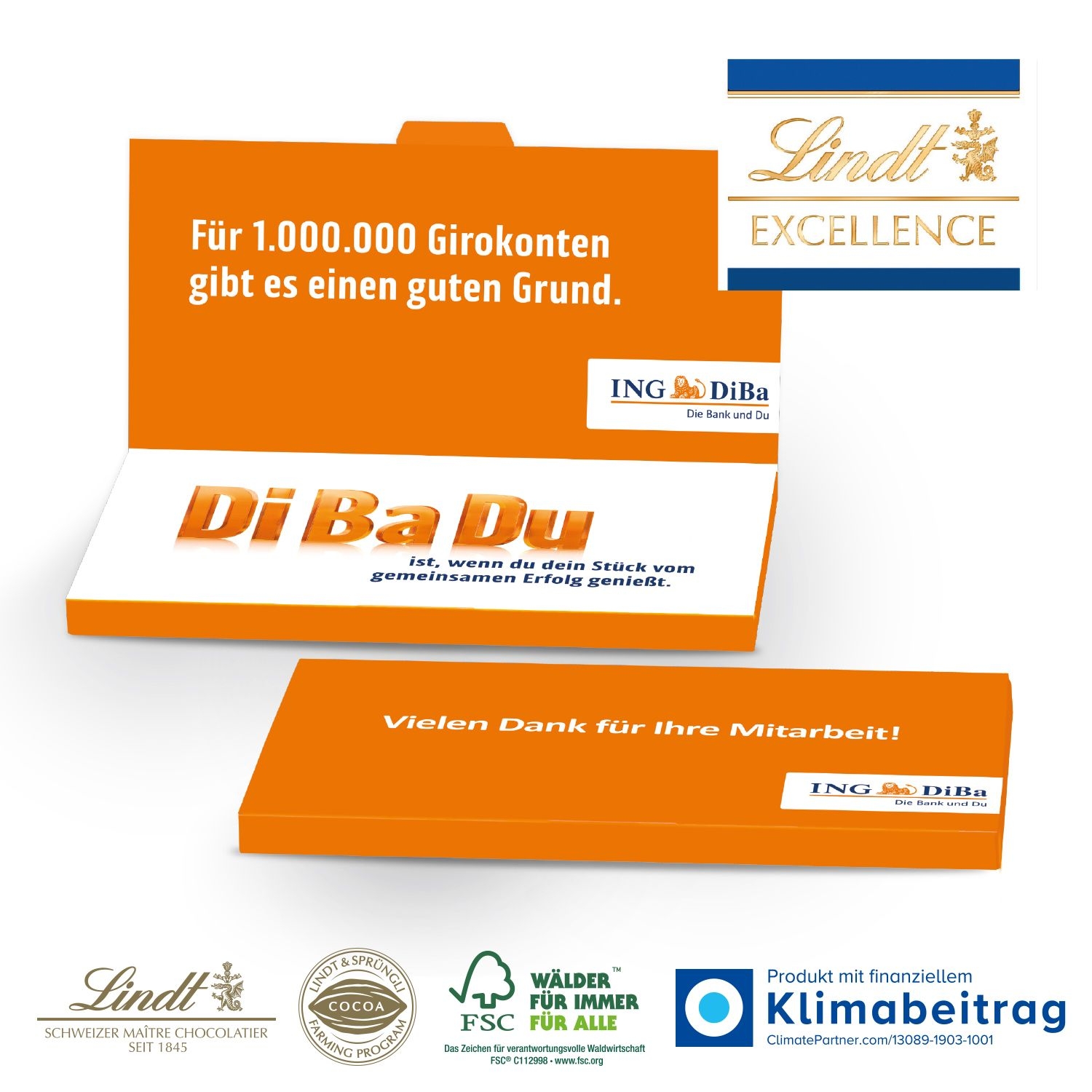 CD91274Grusskarte mit Schokoladentafel von Lindt „Excellence“