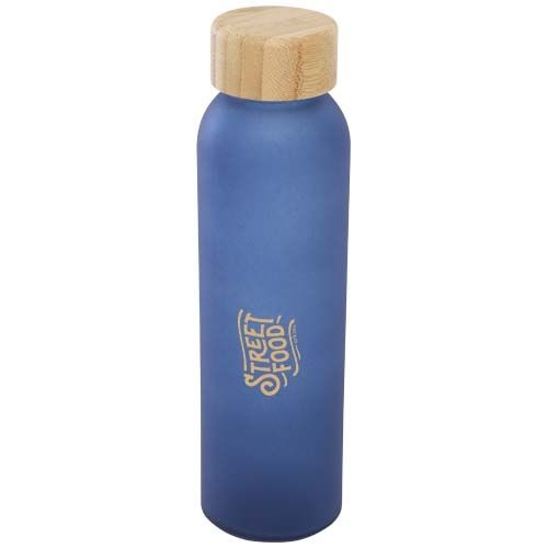 PF100830-3Lume 500 ml Flasche aus mattiertem Kalknatronglas mit Bambusdeckel  _ Ozeanblau