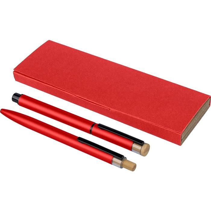 GI1351333-08Recyceltes Aluminium lackiertes Stiftset Ilaria_ rot