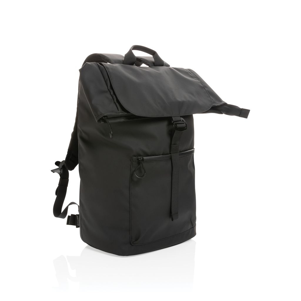 XDP762_90-1Impact AWARE™ RPET wasserabweisender 15.6_ Laptop-Rucksack_ schwarz