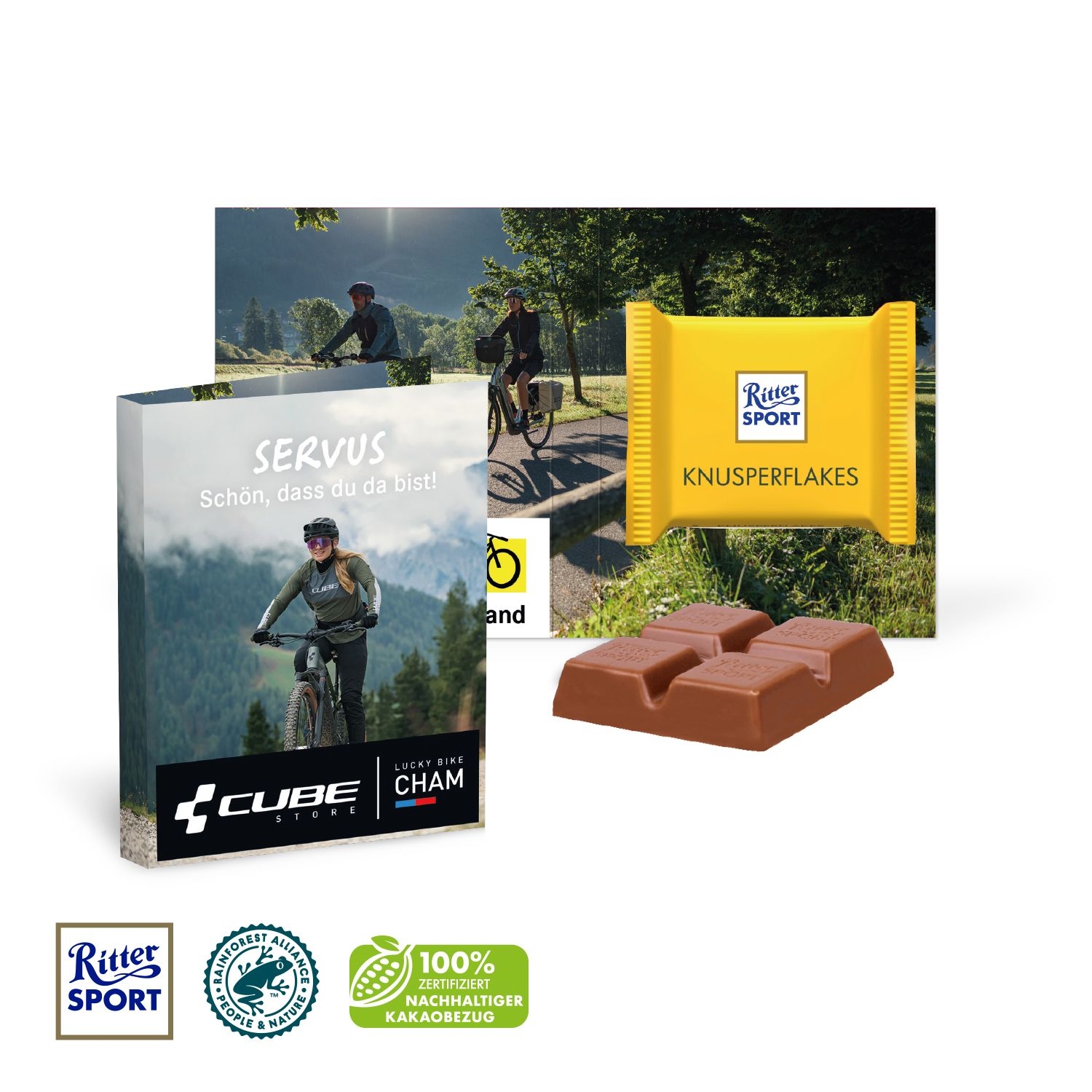 CD91470-01Werbe-Klappkarte mit Ritter SPORT Mini_ Ritter SPORT Mini