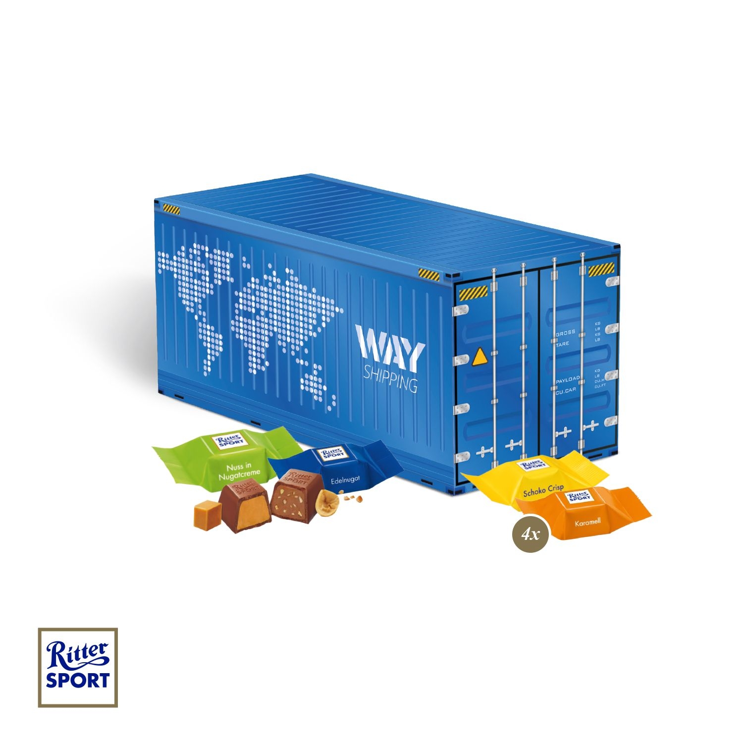 CD95556-013D Praesent Container mit Ritter SPORT Schokowuerfel_ Ritter Sport Schokowuerfel