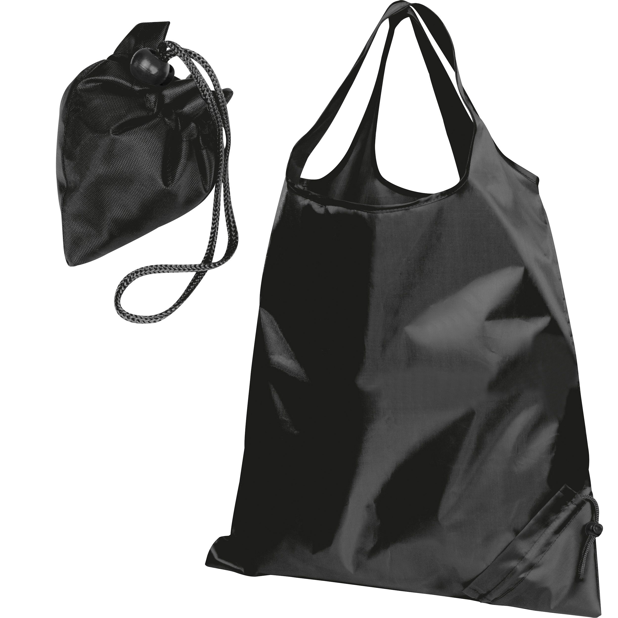 Faltbare Einkaufstasche aus Polyester, schwarz
