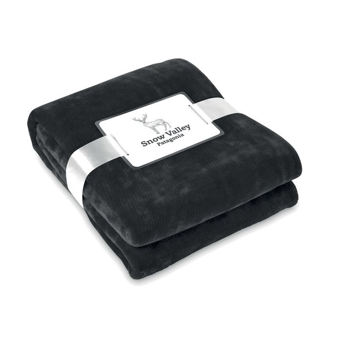 MO9088-03Davos Flanell Fleece-Decke_ schwarz