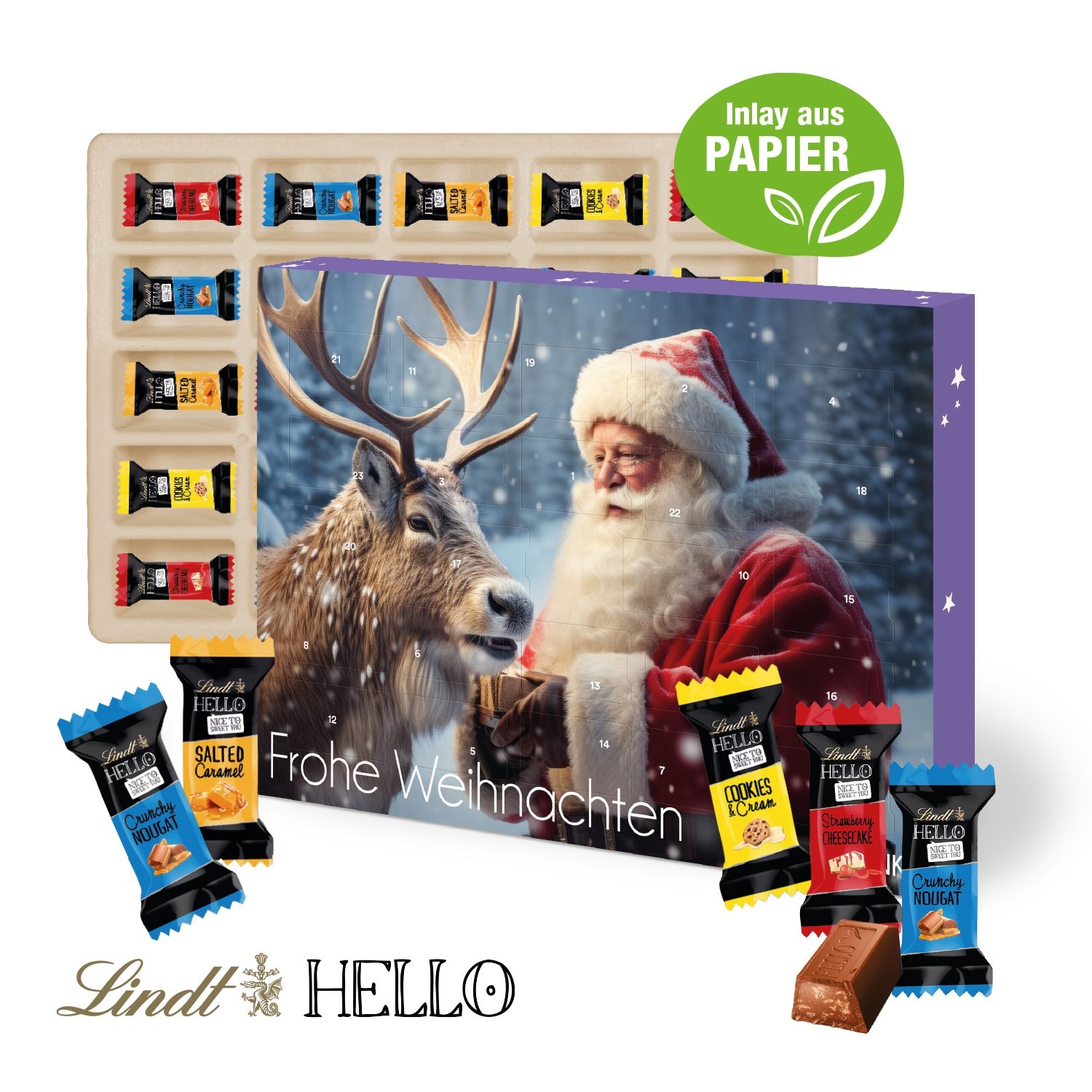 CD55408Wand-Adventskalender Lindt HELLO_ Inlay aus Papier