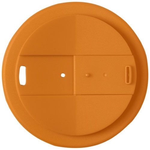 PF210425-18Americano® Eco 350 ml recycelter Becher mit auslaufsicherem Deckel_ orange_weiss