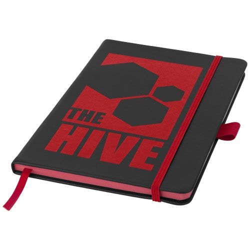 PF106907-2Colour-Edge A5 Hard Cover Notizbuch_ schwarz_rot