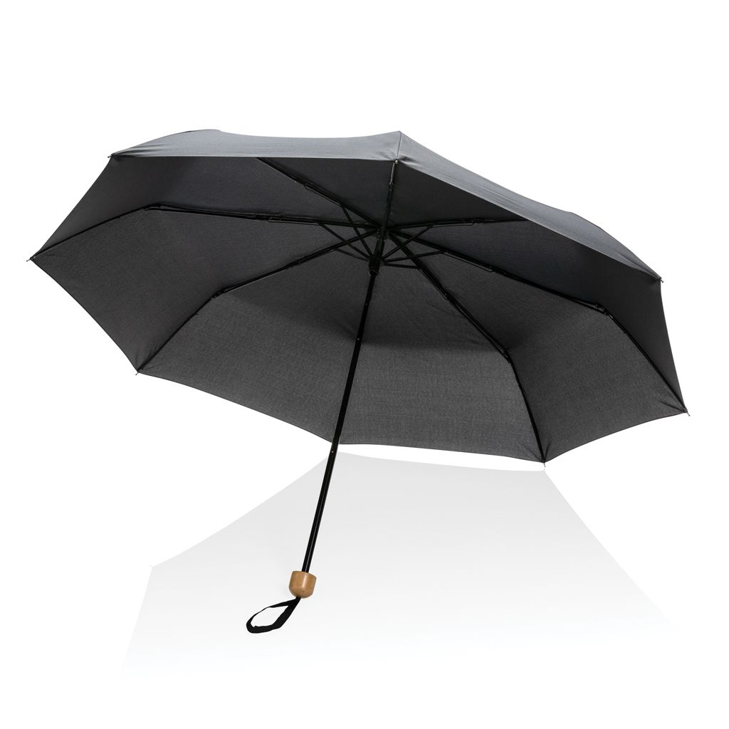 XDP850_57-120.5_ Impact AWARE™ RPET 190T Pongee Bambus Mini-Schirm_ schwarz
