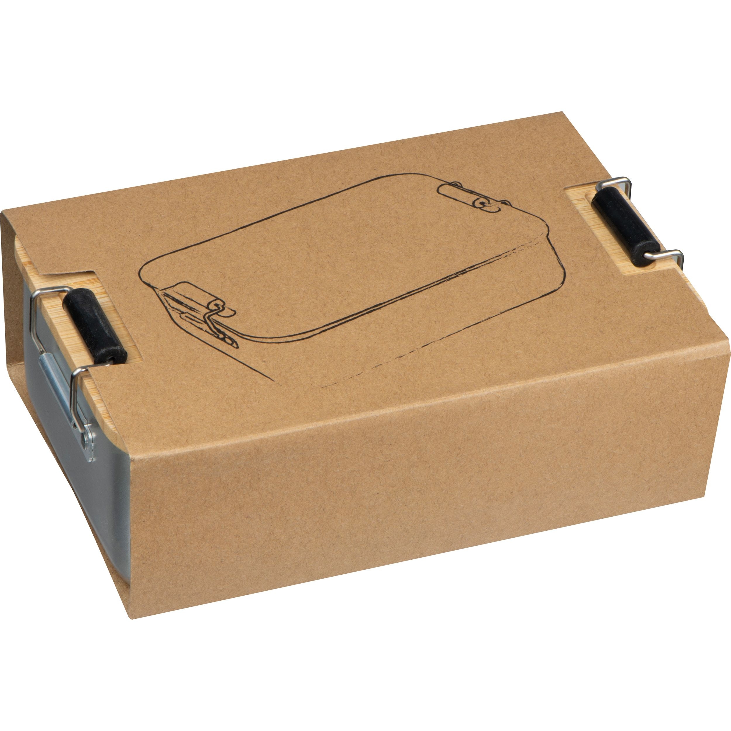 MA82562-07Brotzeitbox aus Aluminium mit Bambusdeckel  ALBA_ silbergrau