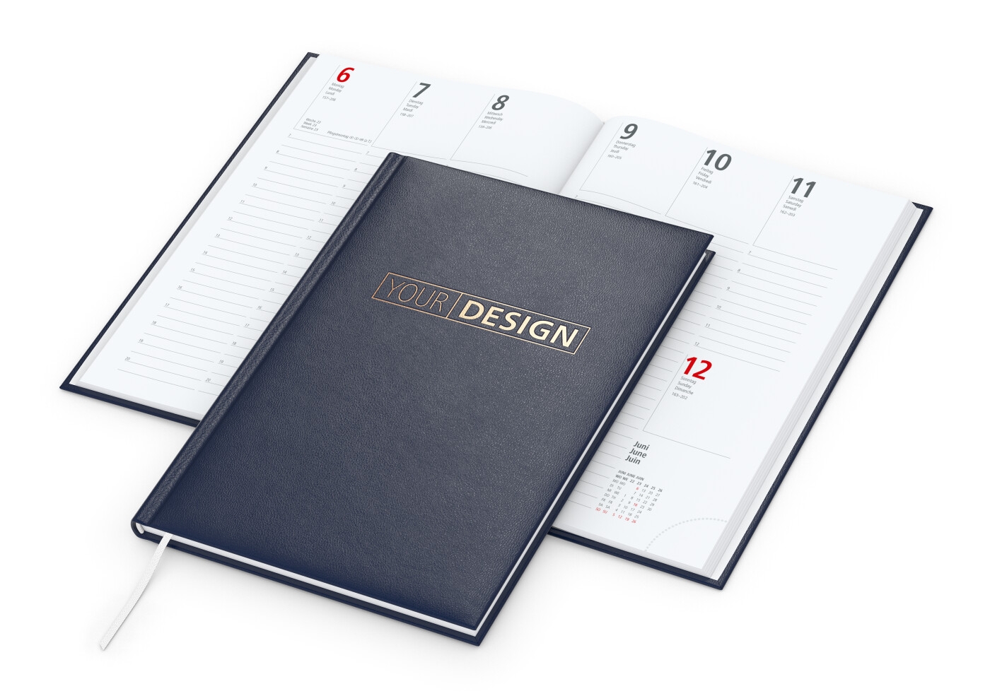 GE0067-DUKWochenkalender Prestige_ dunkelblau_ Kupferpraegung