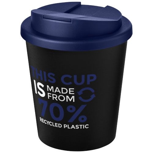 PF210455-8Americano® Espresso Eco 250 ml recycelter Isolierbecher mit auslaufsicherem Deckel _ schwarz_blau