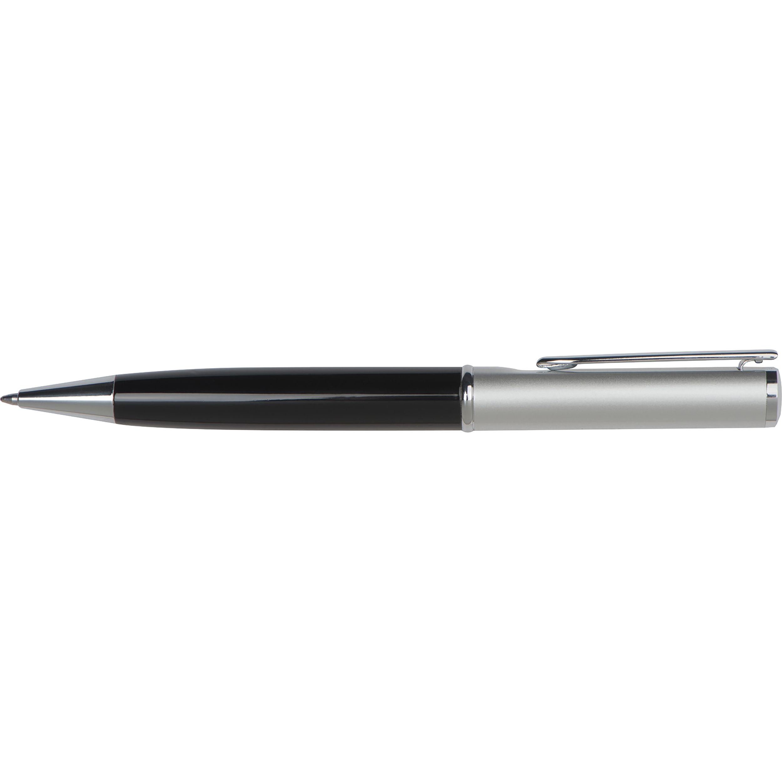 MA10611-03Kugelschreiber aus Metall mit silbernem Oberteil_ schwarz