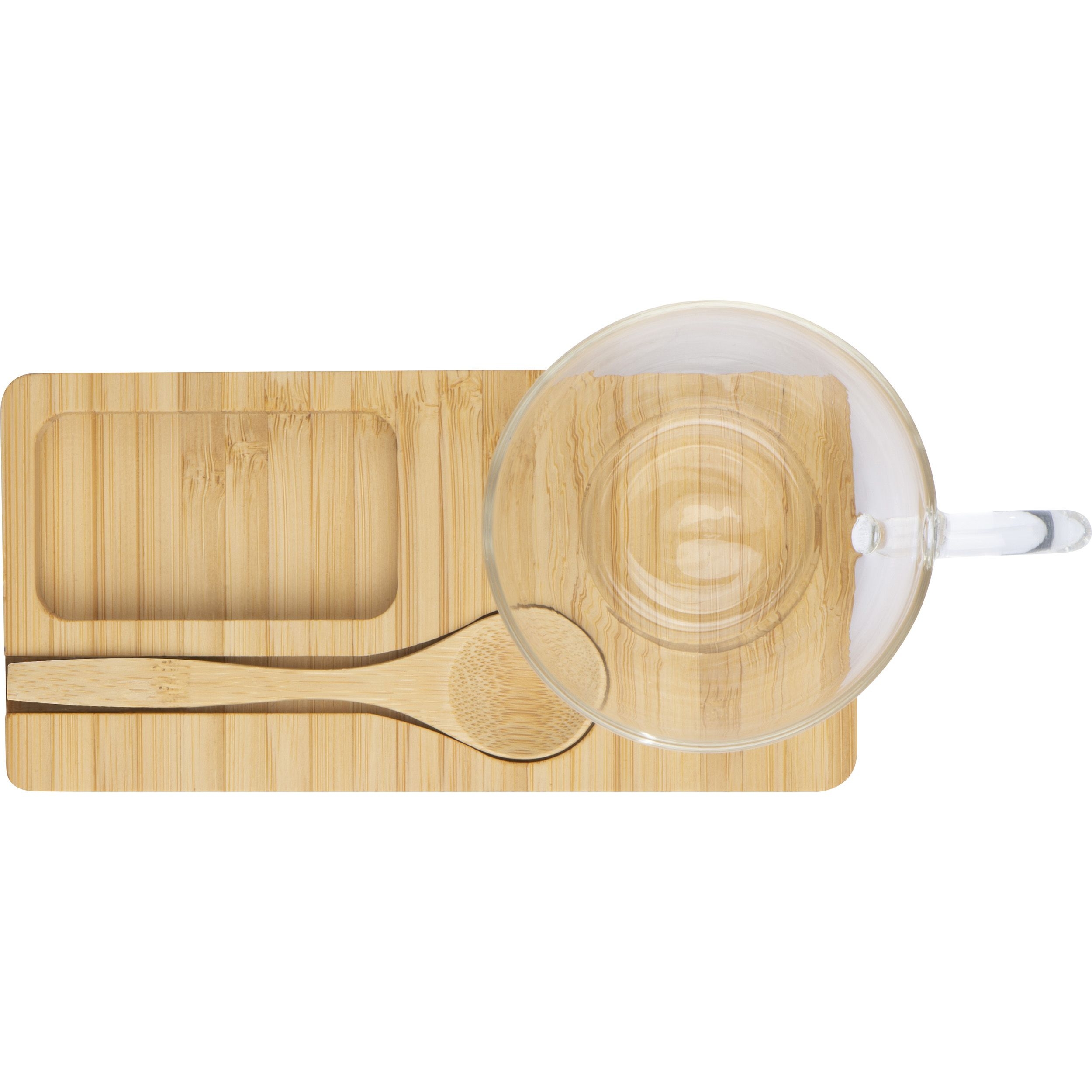 MA82359-13Servierbrett mit Bambusloeffel und Glastasse_ 150ml_ beige