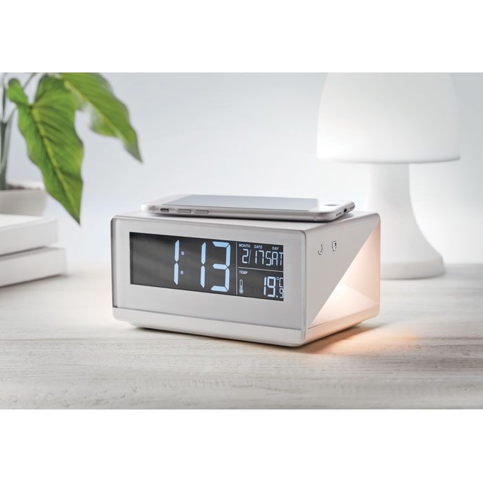 MO9588-06Sky Wireless Tischuhr mit Ladestation_ Weiss