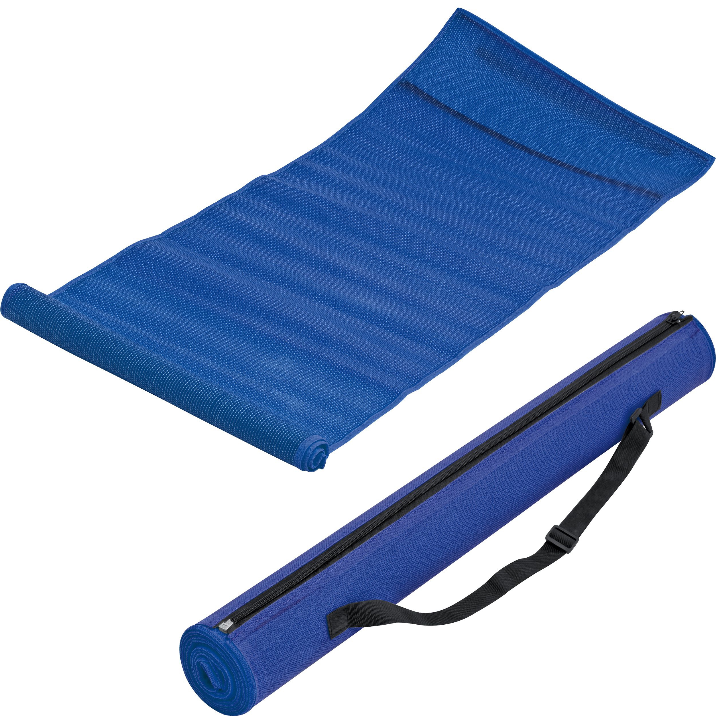 Strandmatte aus wasserabweisendem Kunststoffgeflecht, blau