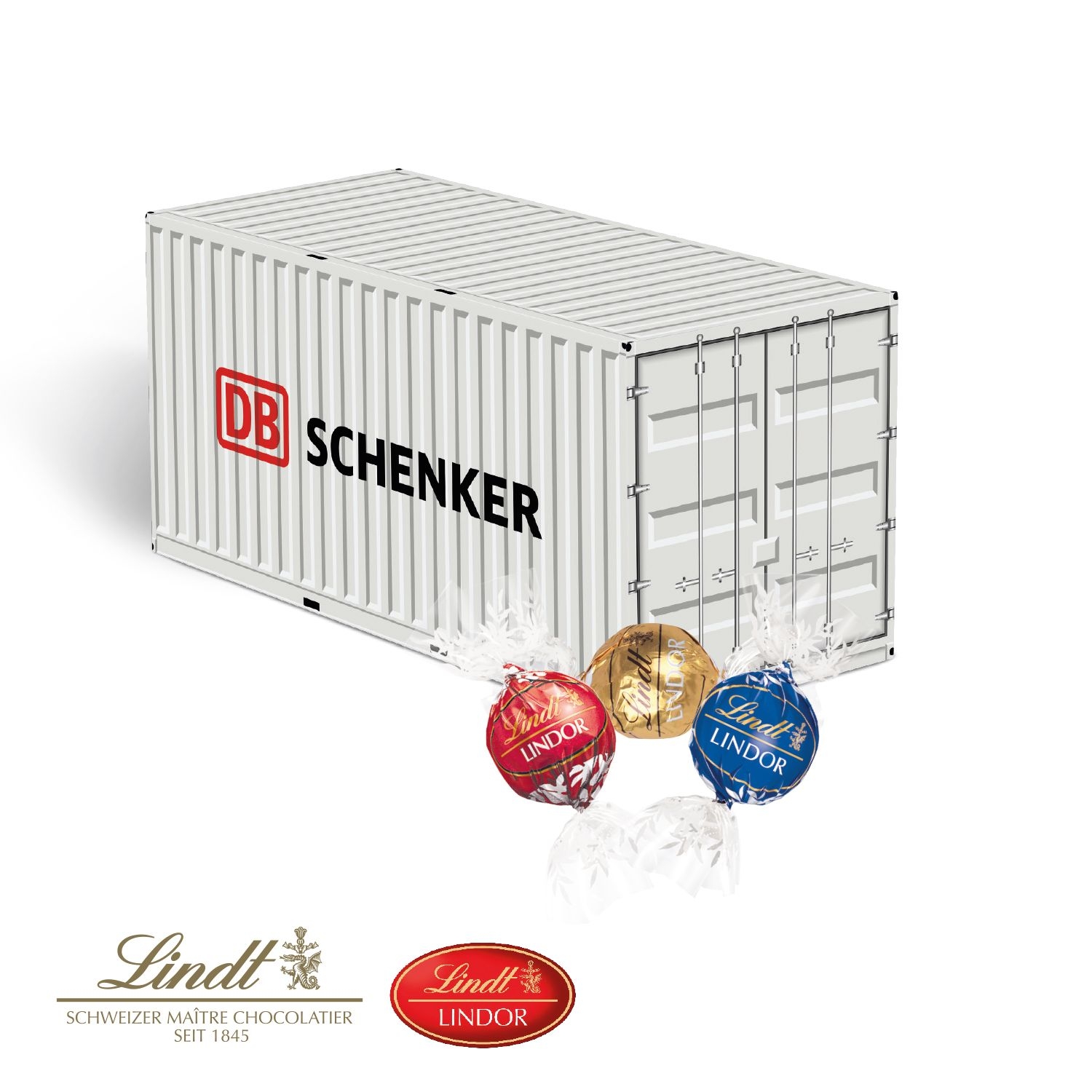 CD916843D Praesent Container mit Lindt Lindor Pralinés
